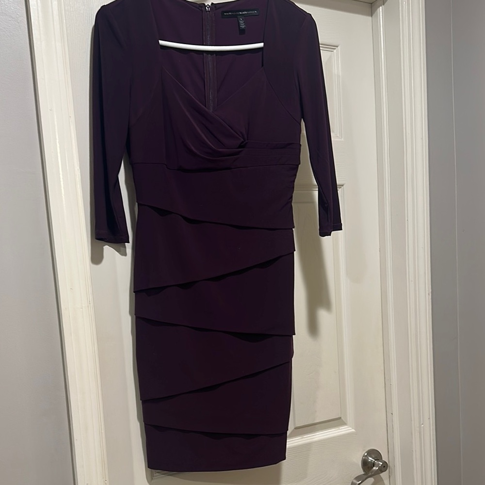 White House Black Market Purple Sheath Dress with Cowl Neck